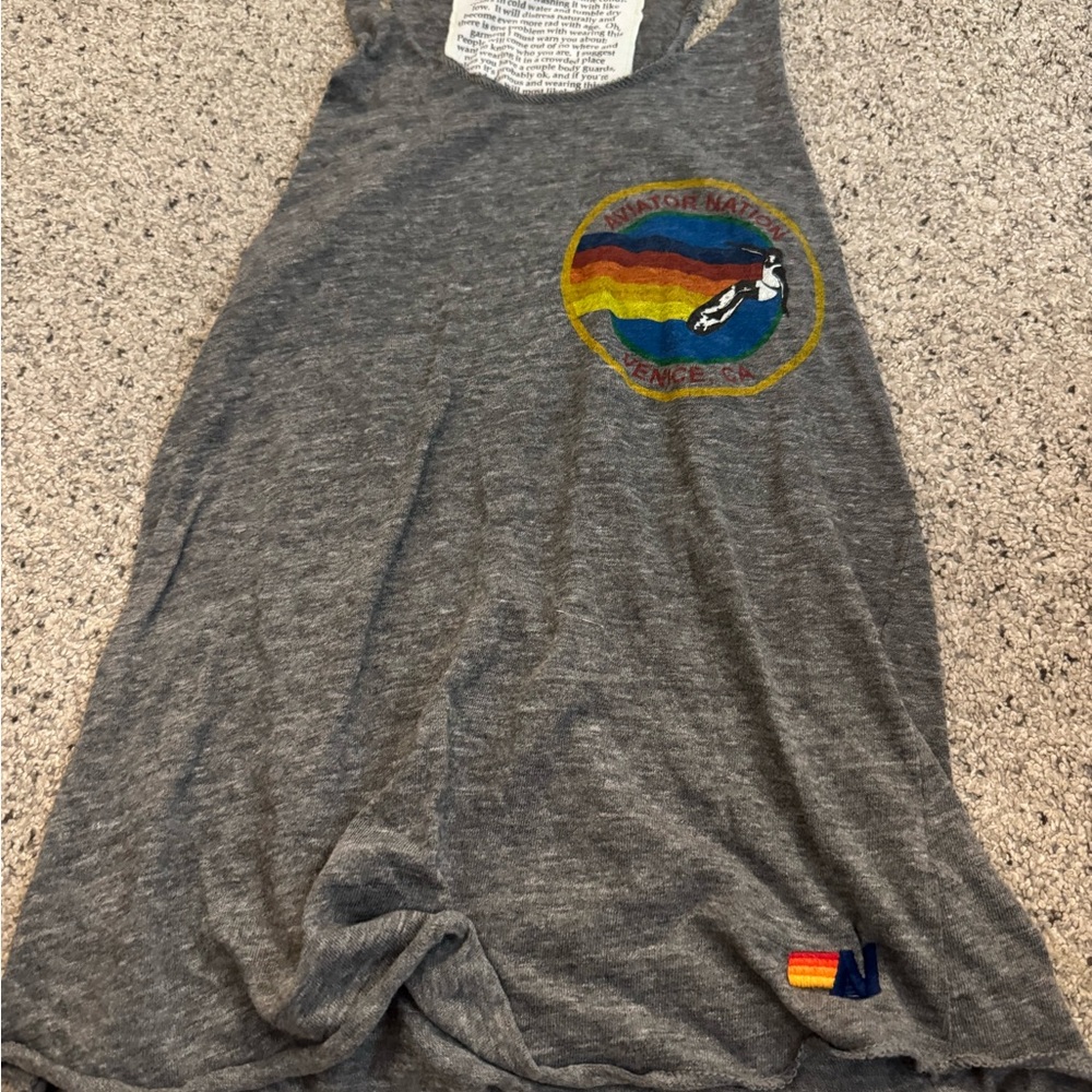 Aviator Nation Gray Tank with Yellow Logo